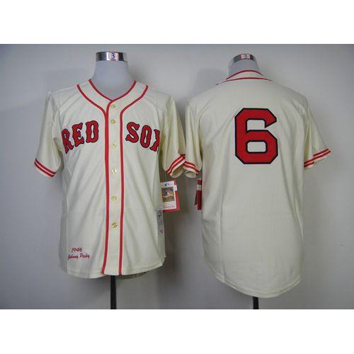 Mitchell And Ness 1946 Boston Red Sox #6 Johnny Pesky Cream Throwback Stitched Jersey Men's cheap jerseys for sale - CheapJerseys.Shop