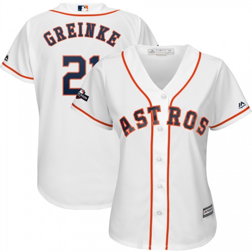 Houston Houston Astros #21 Zack Greinke Majestic Women's 2019 Postseason Official Cool Base Player Jersey White Womens cheap jerseys for sale - CheapJerseys.Shop