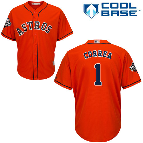 Houston Astros #1 Carlos Correa Orange Cool Base 2019 World Series Bound Stitched Youth Jersey Youth cheap jerseys for sale - CheapJerseys.Shop