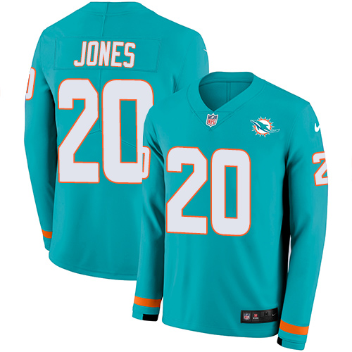 Miami Dolphins #20 Reshad Jones Aqua Green Team Color Men's Stitched Limited Therma Long Sleeve Jersey Men's cheap jerseys for sale - CheapJerseys.Shop