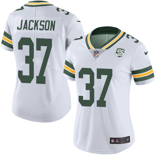 Green Bay Packers #37 Josh Jackson White Women's 100th Season Stitched Vapor Untouchable Limited Jersey Womens cheap jerseys for sale - CheapJerseys.Shop