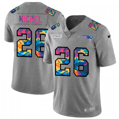 New England New England Patriots #26 Sony Michel Men's Multi-Color 2020 Crucial Catch Jersey Greyheather Men's cheap jerseys for sale - CheapJerseys.Shop