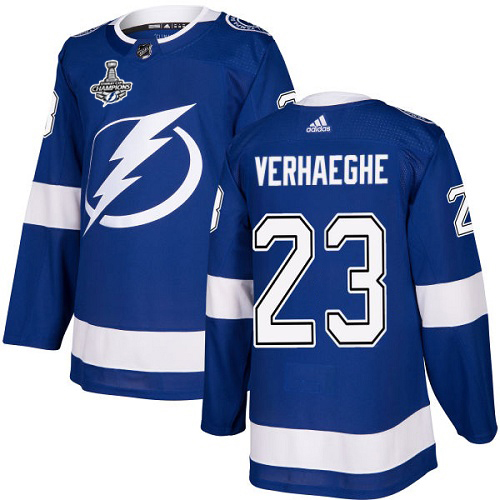 Tampa Bay Lightning #23 Carter Verhaeghe Blue Home Authentic Youth 2020 Stanley Cup Champions Stitched Jersey Youth cheap jerseys for sale - CheapJerseys.Shop