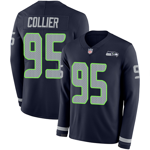 Seattle Seahawks #95 L.J. Collier Steel Blue Team Color Youth Stitched Limited Therma Long Sleeve Jersey Youth cheap jerseys for sale - CheapJerseys.Shop
