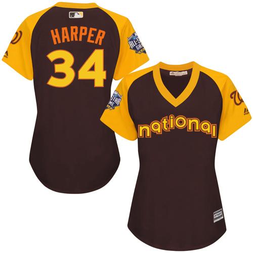 Washington Nationals #34 Bryce Harper Brown 2016 All-Star National League Women's Stitched Jersey Womens cheap jerseys for sale - CheapJerseys.Shop