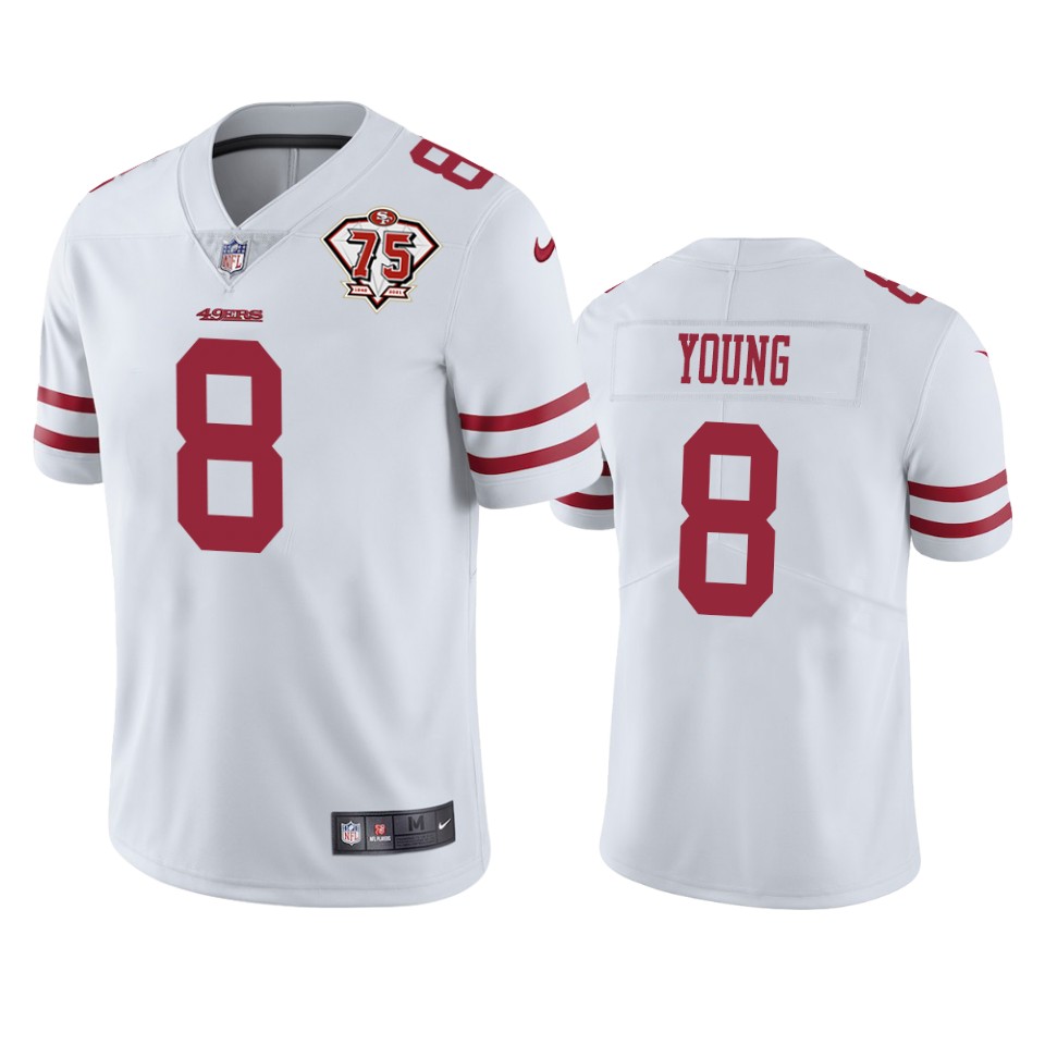 49ers #8 Steve Young White Men's 75th Anniversary Stitched Vapor Untouchable Limited Jersey cheap jerseys for sale - CheapJerseys.Shop