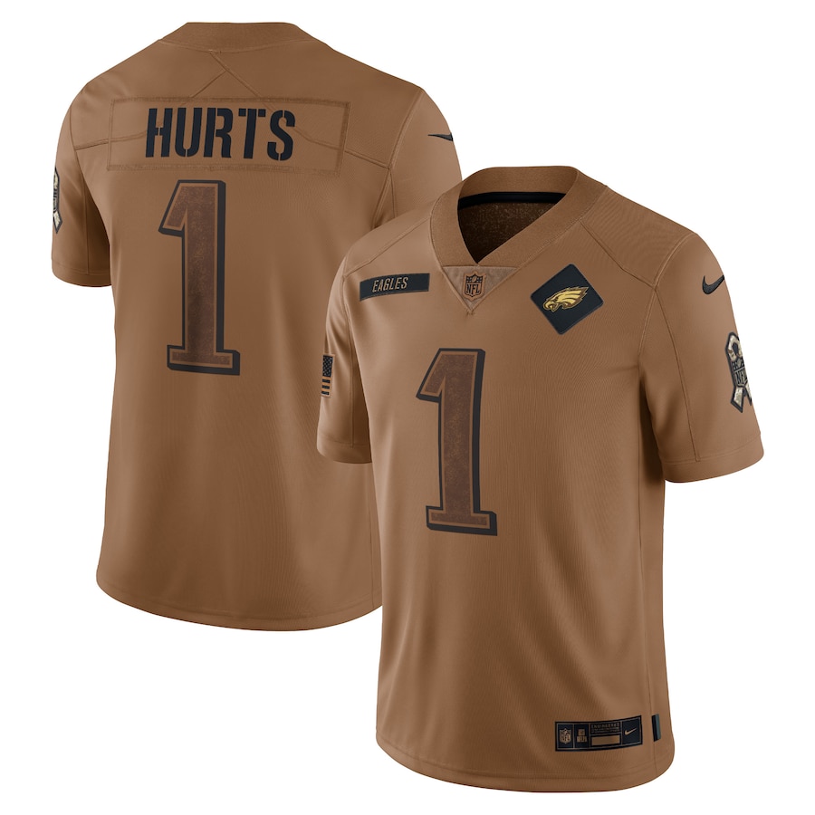 Philadelphia Eagles #1 Jalen Hurts 2023 Salute To Service Limited Jersey - Brown cheap jerseys for sale - CheapJerseys.Shop
