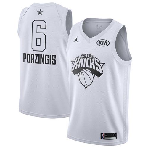 New York Knicks #6 Kristaps Porzingis White Jordan Swingman 2018 All-Star Game Jersey Mens cheap jerseys for sale - CheapJerseys.Shop