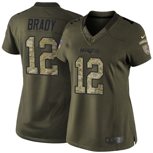 Patriots #12 Tom Brady Green Women's Stitched Limited 2015 Salute To Service Jersey cheap jerseys for sale - CheapJerseys.Shop