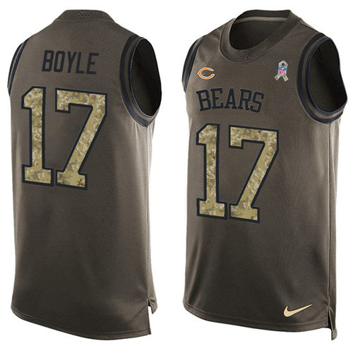 Bears #17 Tim Boyle Green Men's Stitched Limited Salute To Service Tank Top Jersey cheap jerseys for sale - CheapJerseys.Shop