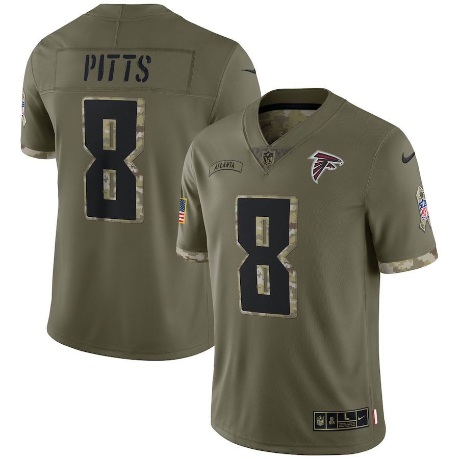 Atlanta Falcons #8 Kyle Pitts Men's 2022 Salute To Service Limited Jersey - Olive cheap jerseys for sale - CheapJerseys.Shop
