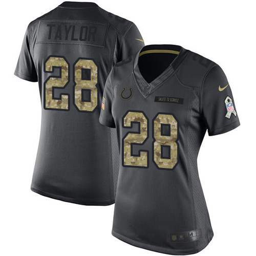 Colts #28 Jonathan Taylor Black Women's Stitched Limited 2016 Salute To Service Jersey cheap jerseys for sale - CheapJerseys.Shop