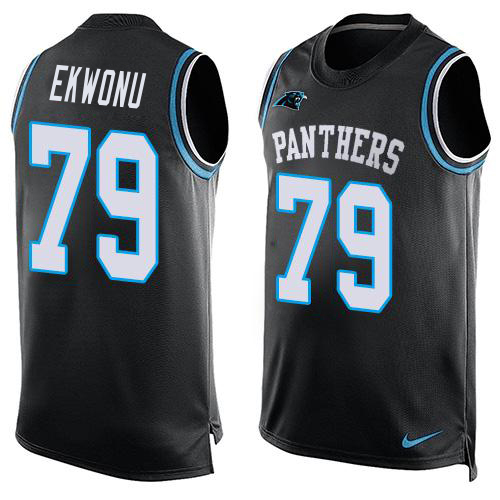 Panthers #79 Ikem Ekwonu Black Team Color Men's Stitched Limited Tank Top Jersey cheap jerseys for sale - CheapJerseys.Shop
