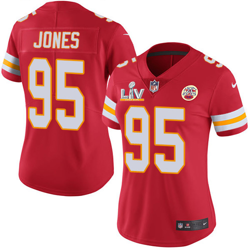 Chiefs #95 Chris Jones Red Team Color Women's Super Bowl LV Bound Stitched Vapor Untouchable Limited Jersey cheap jerseys for sale - CheapJerseys.Shop
