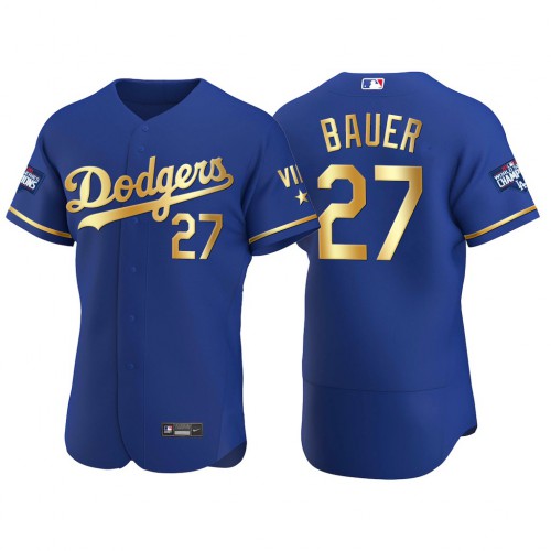 Los Angeles Los Angeles Dodgers #27 Trevor Bauer Men's Authentic 2021 Gold Program World Series Champions Jersey Royal Men's cheap jerseys for sale - CheapJerseys.Shop