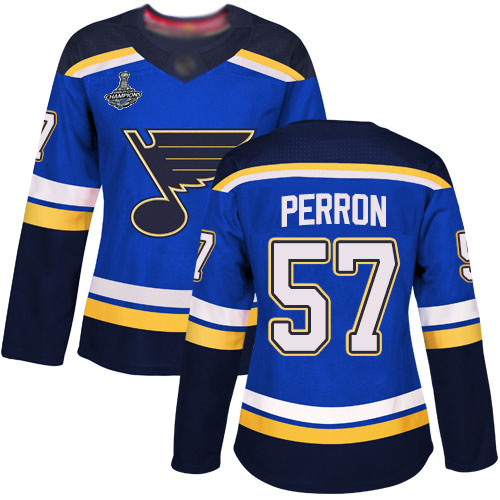 St. Louis Blues #57 David Perron Blue Home Authentic Stanley Cup Champions Women's Stitched Jersey Womens cheap jerseys for sale - CheapJerseys.Shop