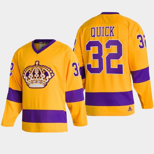 Los Angeles Kings #32 Jonathan Quick Team Classics Gold Men's 2022 Throwback Jersey Men's cheap jerseys for sale - CheapJerseys.Shop