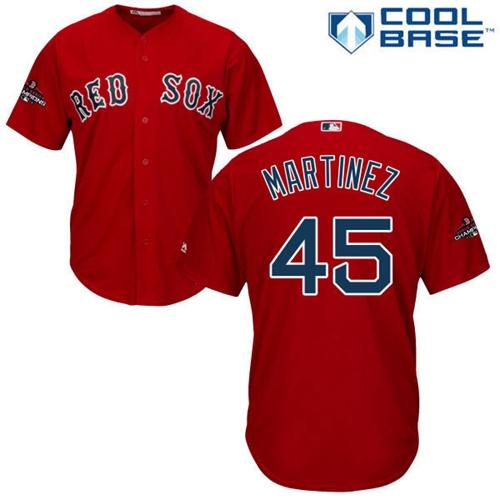 Boston Red Sox #45 Pedro Martinez Red New Cool Base 2018 World Series Champions Stitched Jersey Men's cheap jerseys for sale - CheapJerseys.Shop