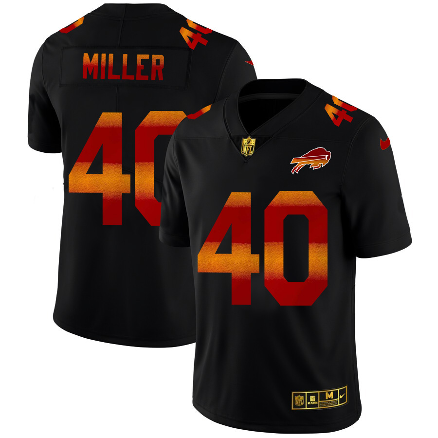 Buffalo Bills #40 Von Miller Men's Black Red Orange Stripe Vapor Limited Jersey cheap jerseys for sale - CheapJerseys.Shop