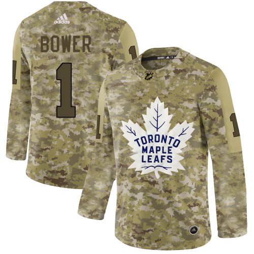 Maple Toronto Maple Leafs #1 Johnny Bower Camo Authentic Stitched Jersey Men's cheap jerseys for sale - CheapJerseys.Shop