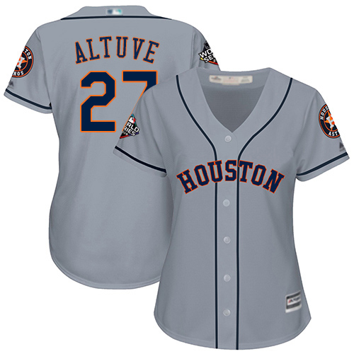 Houston Astros #27 Jose Altuve Grey Road 2019 World Series Bound Women's Stitched Jersey Womens cheap jerseys for sale - CheapJerseys.Shop
