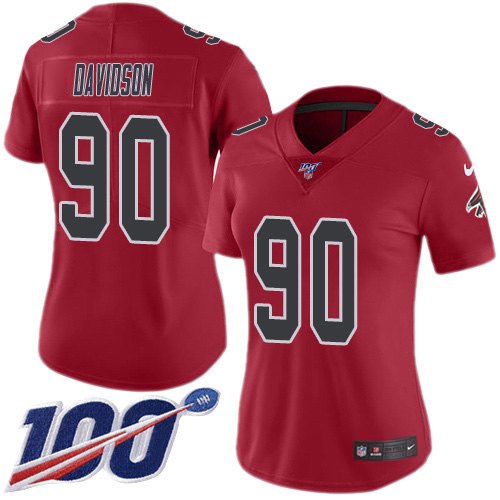 Atlanta Falcons #90 Marlon Davidson Red Women's Stitched Limited Rush 100th Season Jersey Womens cheap jerseys for sale - CheapJerseys.Shop