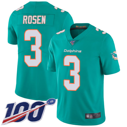 Miami Dolphins #3 Josh Rosen Aqua Green Team Color Men's Stitched 100th Season Vapor Limited Jersey Men's cheap jerseys for sale - CheapJerseys.Shop