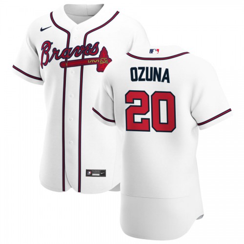 Atlanta Atlanta Braves #20 Marcell Ozuna Men's White Home 2020 Authentic Player Jersey Men's cheap jerseys for sale - CheapJerseys.Shop
