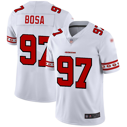 49ers #97 Nick Bosa White Men's Stitched Limited Team Logo Fashion Jersey cheap jerseys for sale - CheapJerseys.Shop