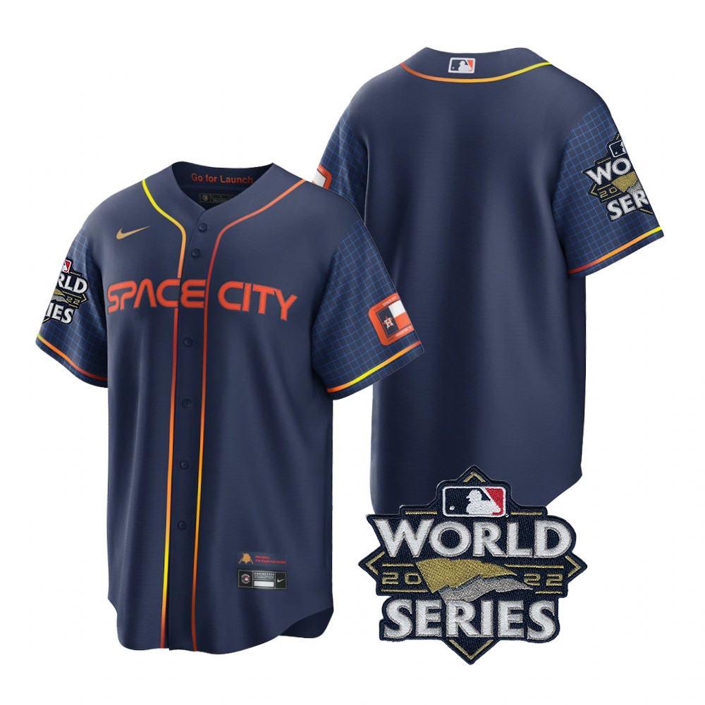 Houston Astros Blank Navy 2022 World Series Men's Game City Connect Jersey cheap jerseys for sale - CheapJerseys.Shop