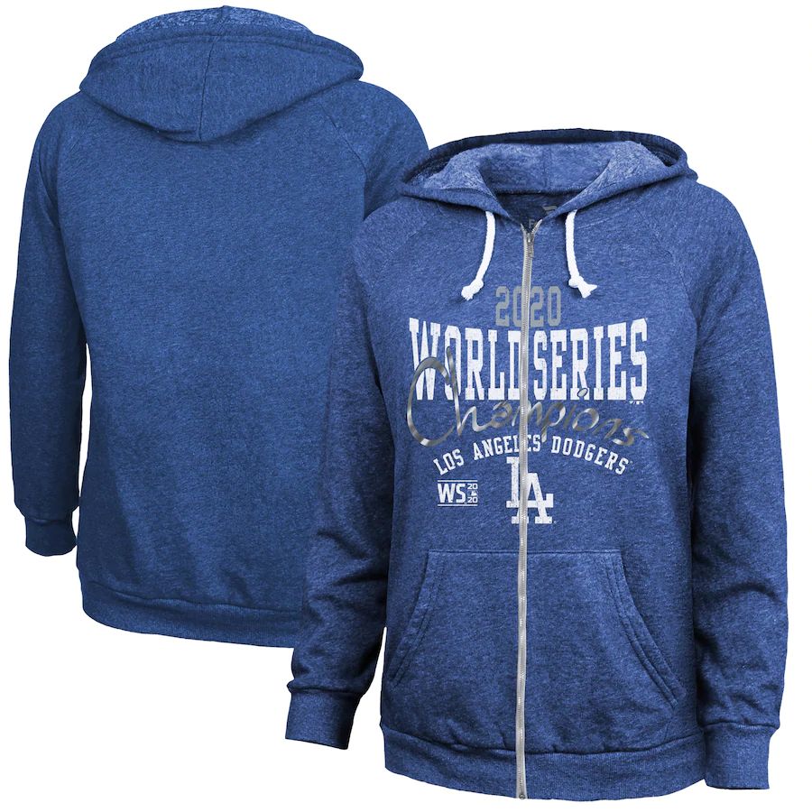 Los Angeles Dodgers Women's 2020 World Series Champions Roaring Success Tri-Blend Full-Zip Hoodie Royal cheap jerseys for sale - CheapJerseys.Shop