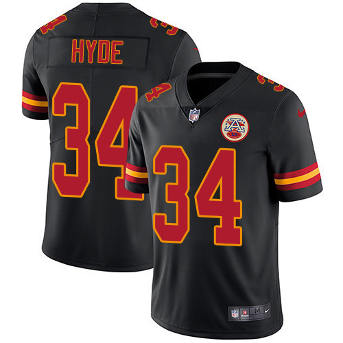 Kansas City Chiefs #34 Carlos Hyde Black Men's Stitched Limited Rush Jersey Men's cheap jerseys for sale - CheapJerseys.Shop