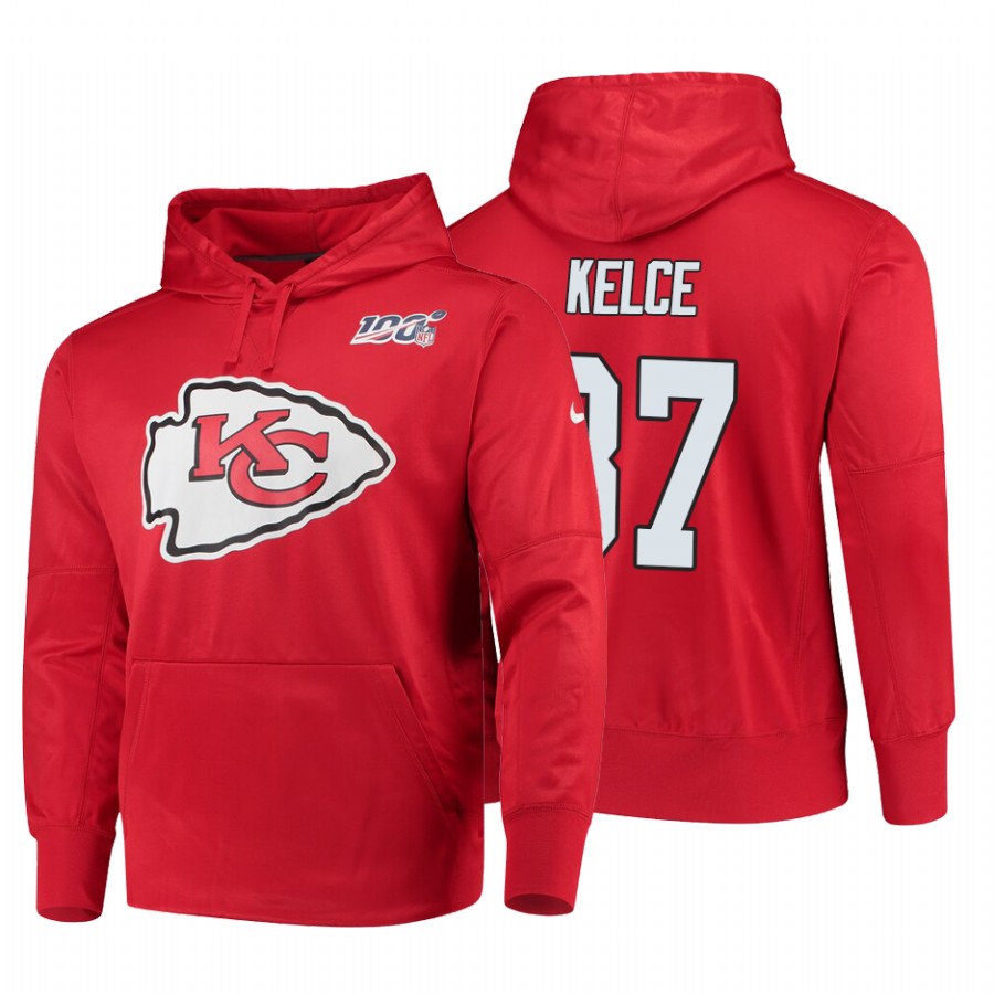 Kansas City Chiefs #87 Travis Kelce 100 Primary Logo Circuit Name & Number Pullover Hoodie Red cheap jerseys for sale - CheapJerseys.Shop