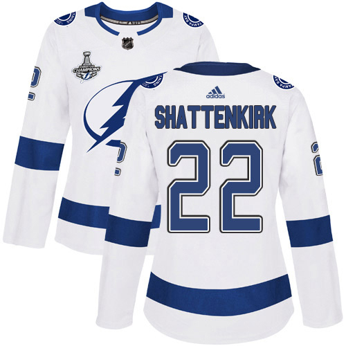 Tampa Bay Lightning #22 Kevin Shattenkirk White Road Authentic Women's 2020 Stanley Cup Champions Stitched Jersey Womens cheap jerseys for sale - CheapJerseys.Shop
