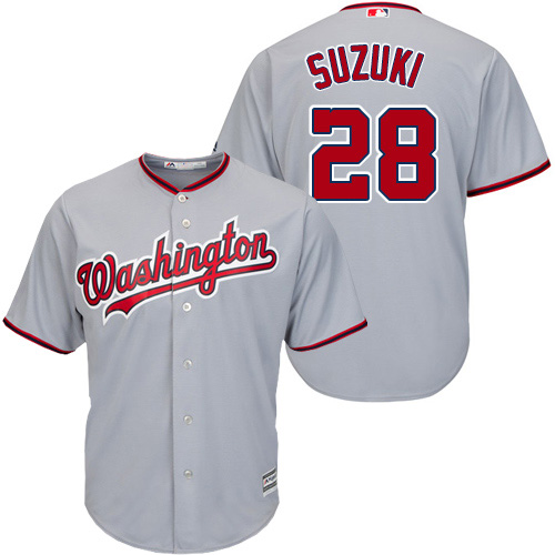 Washington Nationals #28 Kurt Suzuki Grey New Cool Base Stitched Jersey Men's cheap jerseys for sale - CheapJerseys.Shop