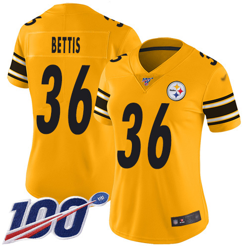 Steelers #36 Jerome Bettis Gold Women's Stitched Limited Inverted Legend 100th Season Jersey cheap jerseys for sale - CheapJerseys.Shop