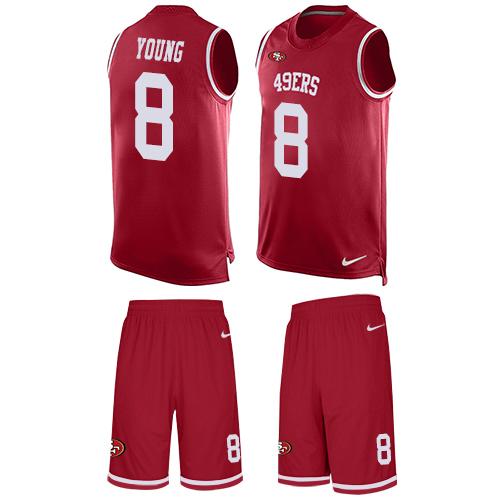49ers #8 Steve Young Red Team Color Men's Stitched Limited Tank Top Suit Jersey cheap jerseys for sale - CheapJerseys.Shop