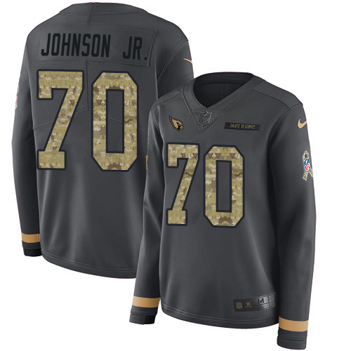 Cardinals #70 Paris Johnson Jr. Anthracite Salute To Service Women's Stitched Limited Therma Long Sleeve Jersey cheap jerseys for sale - CheapJerseys.Shop