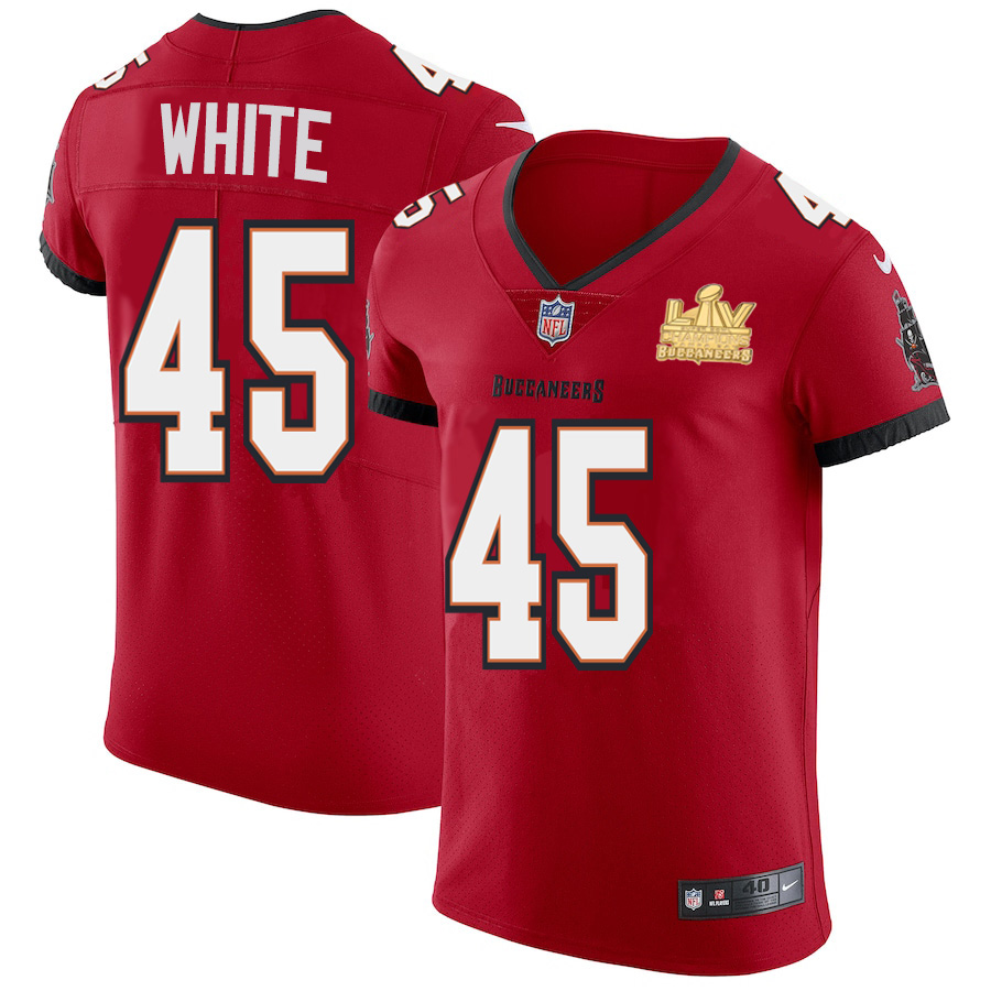Tampa Bay Buccaneers #45 Devin White Men's Super Bowl LV Champions Patch Red Vapor Elite Jersey cheap jerseys for sale - CheapJerseys.Shop