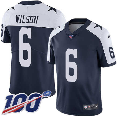 Cowboys #6 Donovan Wilson Navy Blue Thanksgiving Men's Stitched 100th Season Vapor Throwback Limited Jersey cheap jerseys for sale - CheapJerseys.Shop