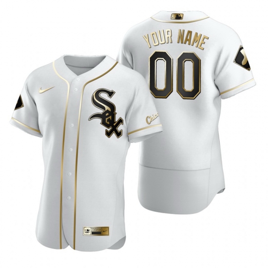 Men Chicago White Sox White Gold Custom Flex Base Jersey cheap jerseys for sale - CheapJerseys.Shop
