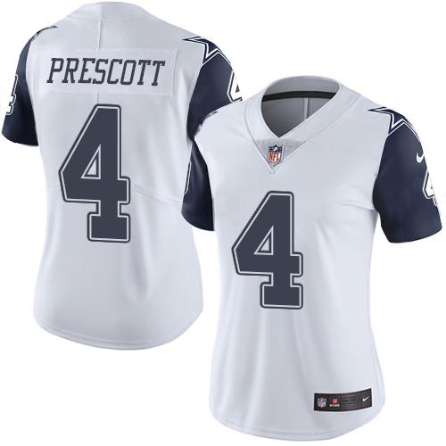 Cowboys #4 Dak Prescott White Women's Stitched Limited Rush Jersey cheap jerseys for sale - CheapJerseys.Shop