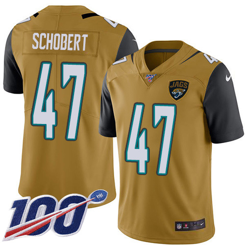 Jacksonville Jaguars #47 Joe Schobert Gold Men's Stitched Limited Rush 100th Season Jersey Men's cheap jerseys for sale - CheapJerseys.Shop