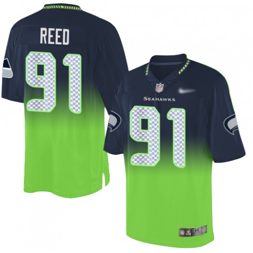 Seattle Seahawks #91 Jarran Reed Steel Blue/Green Men's Stitched Elite Fadeaway Fashion Jersey Men's cheap jerseys for sale - CheapJerseys.Shop