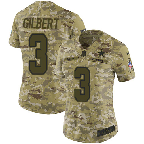 Dallas Cowboys #3 Garrett Gilbert Camo Women's Stitched Limited 2018 Salute To Service Jersey Womens cheap jerseys for sale - CheapJerseys.Shop