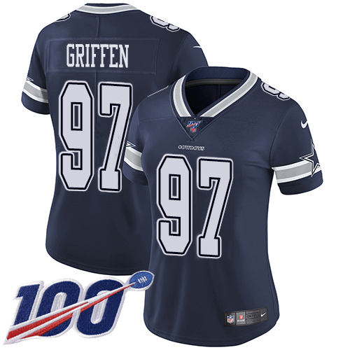 Dallas Cowboys #97 Everson Griffen Navy Blue Team Color Women's Stitched 100th Season Vapor Untouchable Limited Jersey Womens cheap jerseys for sale - CheapJerseys.Shop