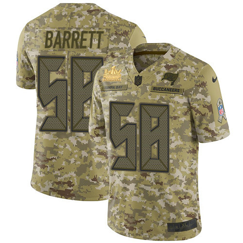 Tampa Bay Buccaneers #58 Shaquil Barrett Camo Men's Super Bowl LV Champions Patch Stitched Limited 2018 Salute To Service Jersey Men's cheap jerseys for sale - CheapJerseys.Shop