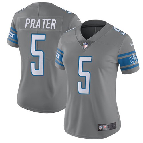 Detroit Lions #5 Matt Prater Gray Women's Stitched Limited Rush Jersey Womens cheap jerseys for sale - CheapJerseys.Shop