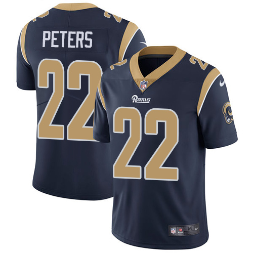 Los Angeles Rams #22 Marcus Peters Navy Blue Team Color Men's Stitched Vapor Untouchable Limited Jersey Men's cheap jerseys for sale - CheapJerseys.Shop