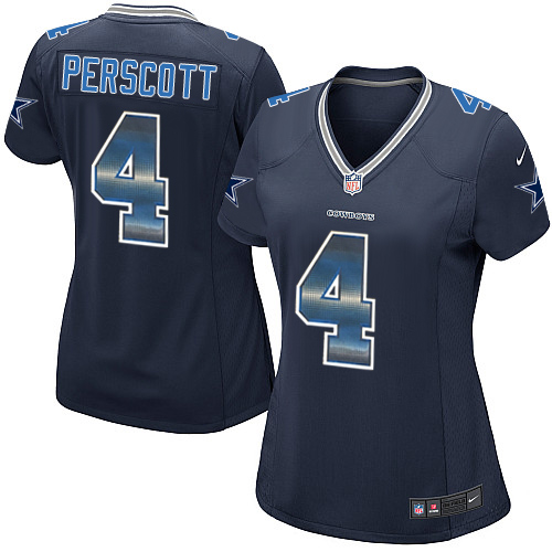 Cowboys #4 Dak Prescott Navy Blue Team Color Women's Stitched Elite Strobe Jersey cheap jerseys for sale - CheapJerseys.Shop